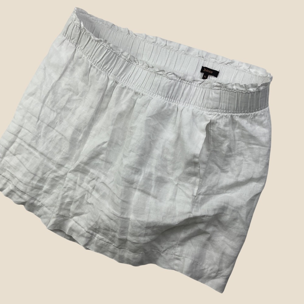 Quince 100% European Linen Shorts Pull-On White HR Sz XL Boho Resort Minimalist